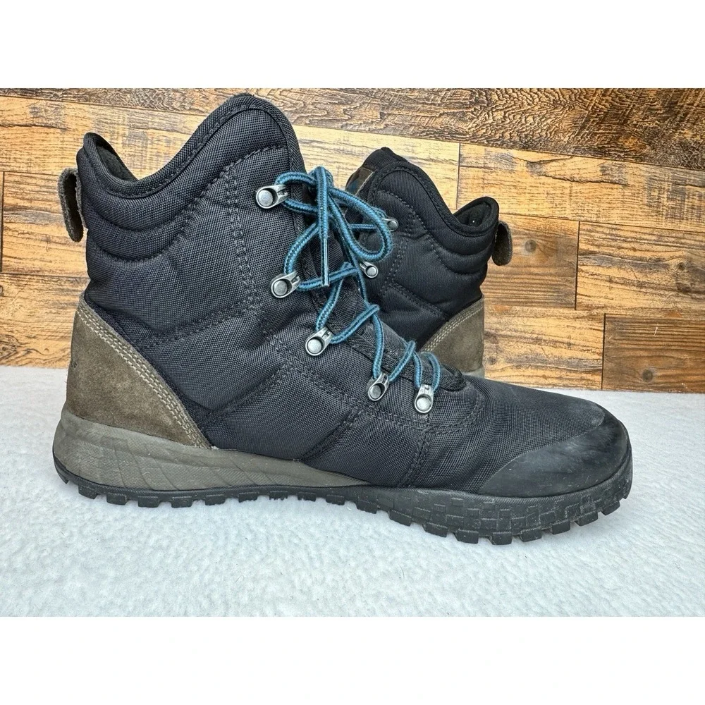 Columbia Mens Hiking Fairbanks Omni-Heat Winter Boots Sz 12 Black Brown Insulate